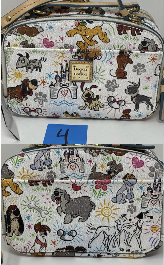 Disney Dooney and Bourke Dog Paw Prints Sketch Ambler Crossbody Bag Purse - World of Treasures