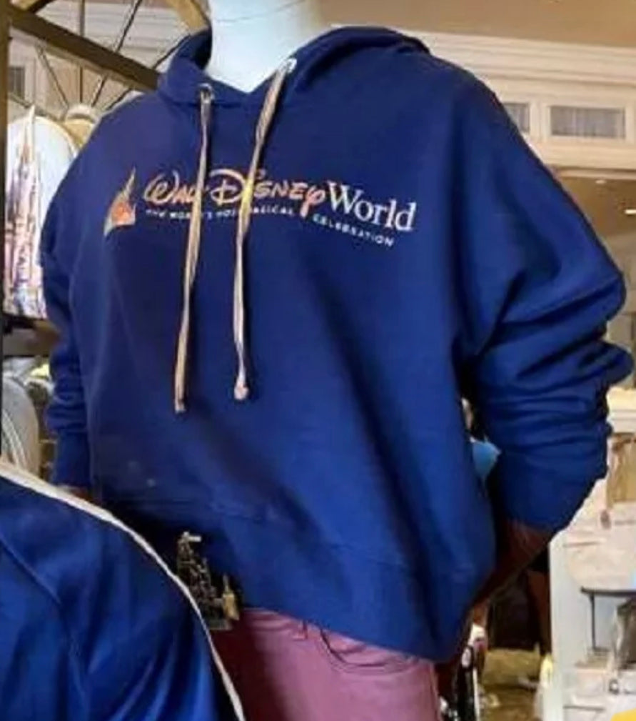 Walt Disney World 50th Anniversary Navy Castle Crop Top Hoodie