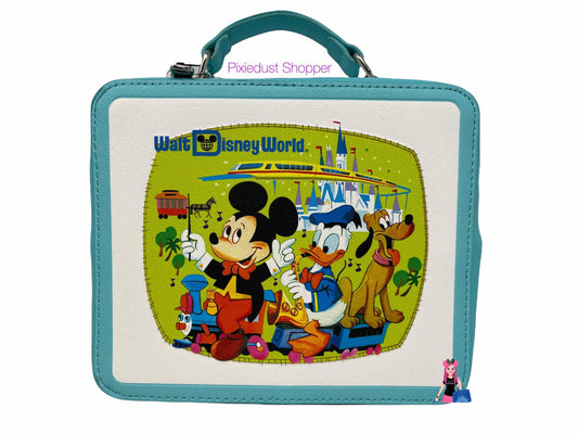 Walt Disney World 50th Anniversary Mickey & Friends/Country Bears Retro Lunchbox Loungefly Crossbody Purse - World of Treasures