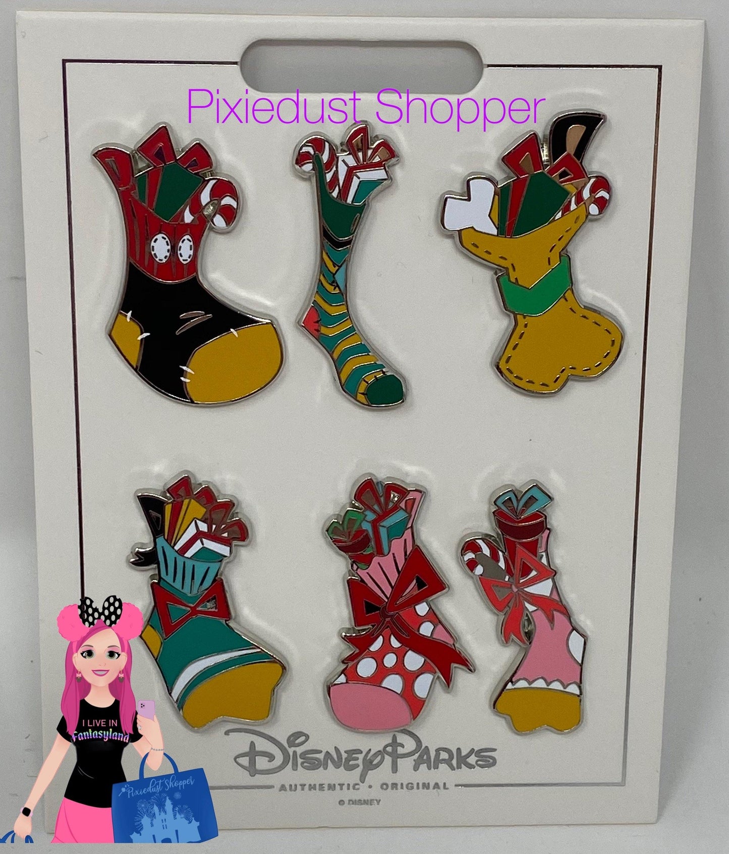 Disney Mickey Mouse and Friends Holiday Stocking Pin Set - World of Treasures