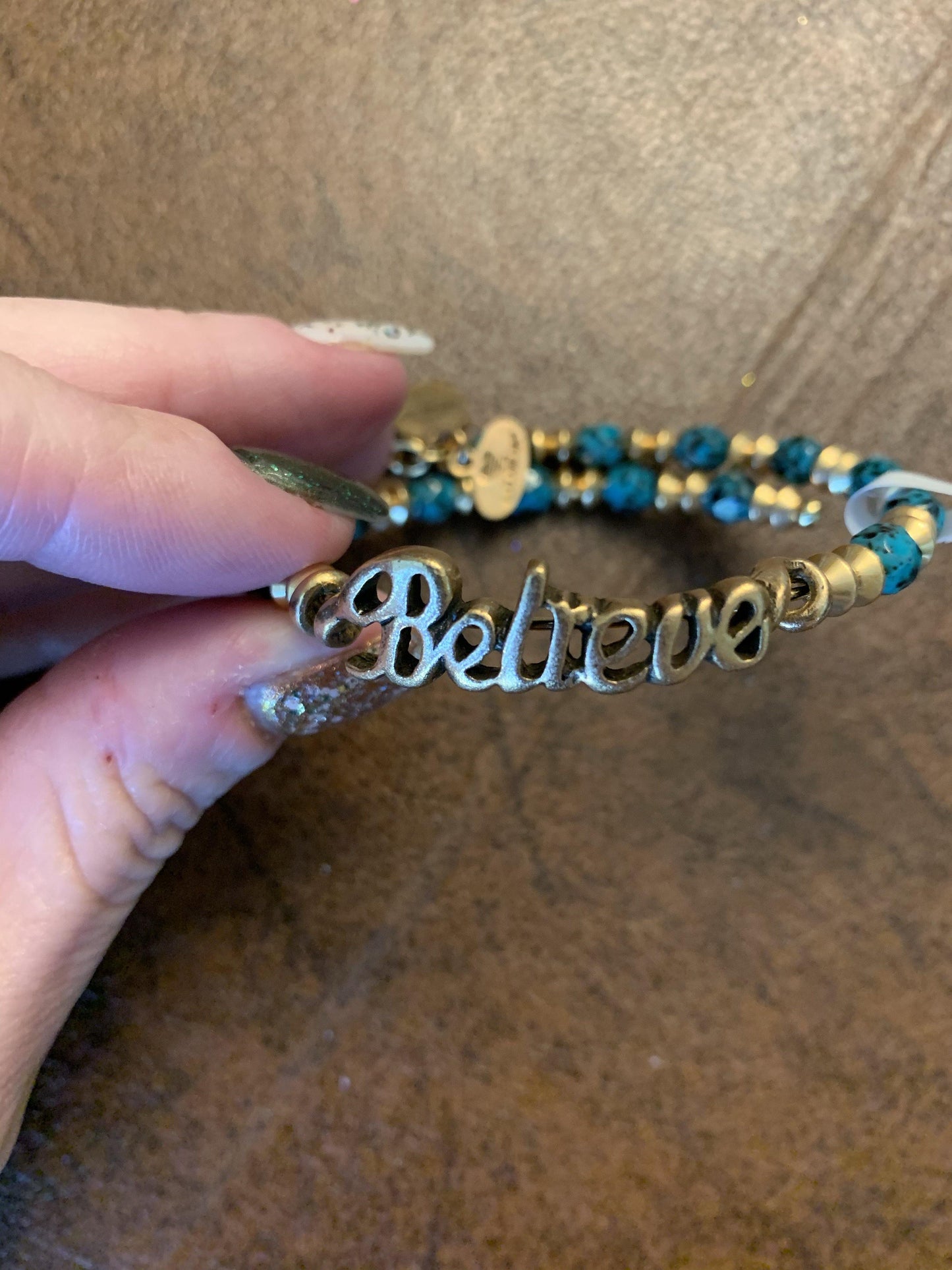 Disney Alex And Ani Bracelet - Believe Wrap - Gold And Teal - World of Treasures