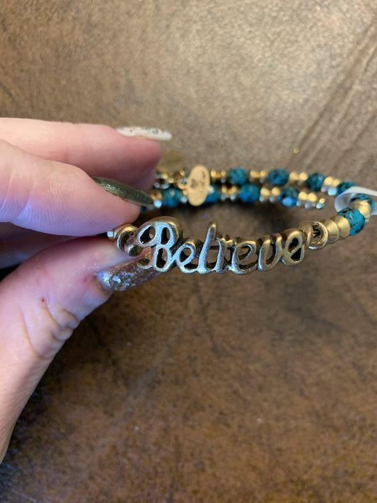 Disney Alex And Ani Bracelet - Believe Wrap - Gold And Teal - World of Treasures