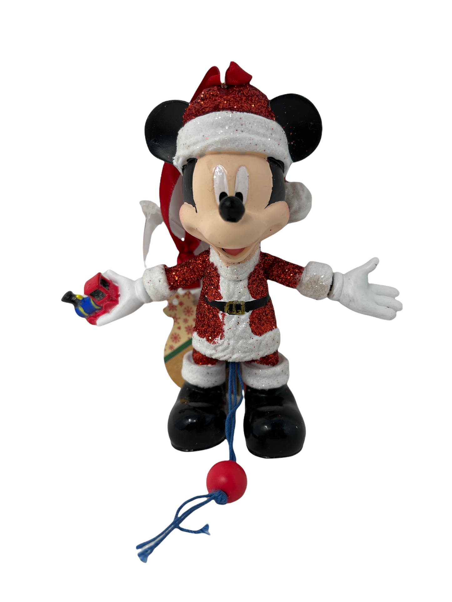 Disney Parks Santa Mickey Pull Toy Ornament