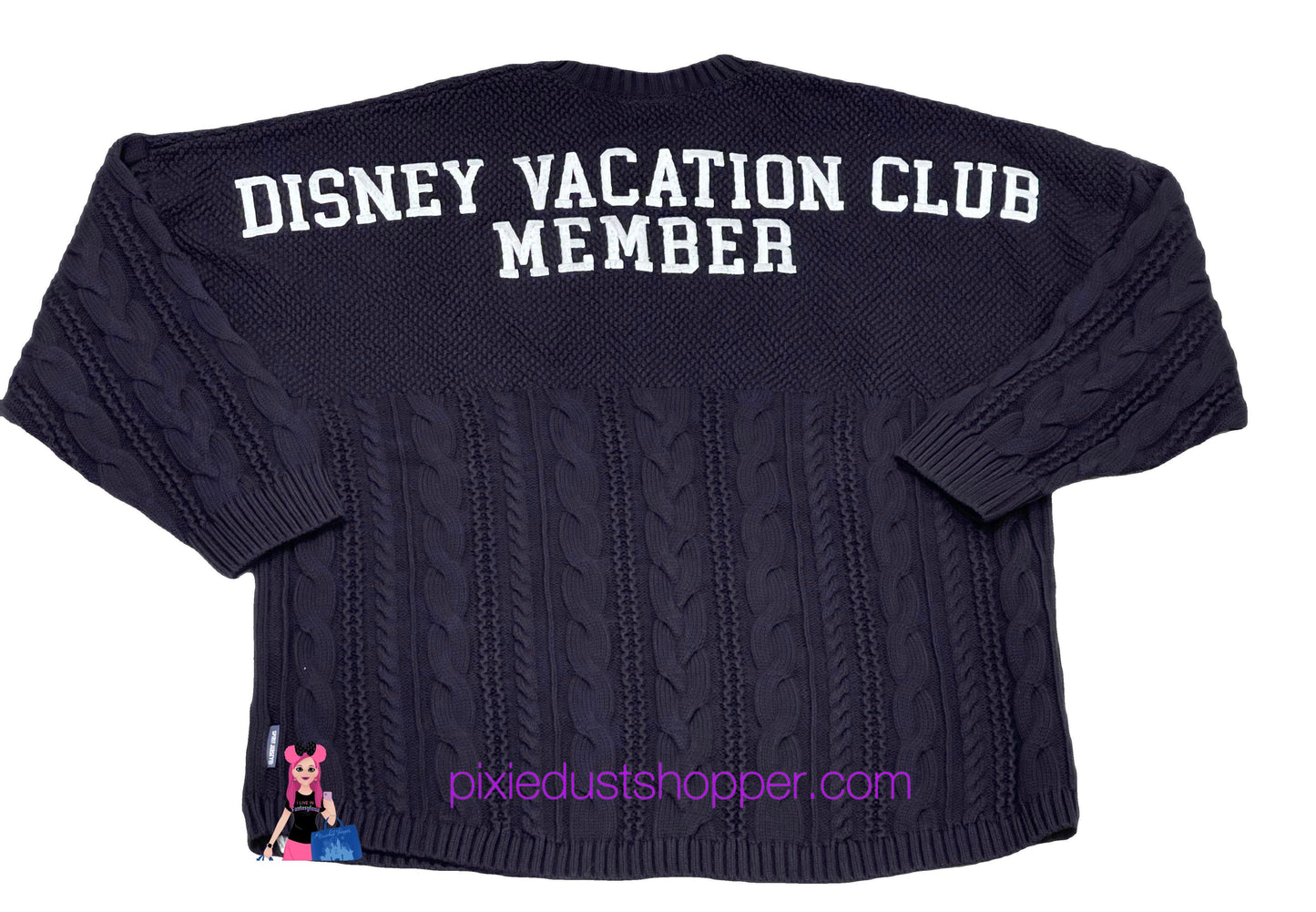 Disney Vacation Club Cable Knit Navy Spirit Jersey Sweater - World of Treasures