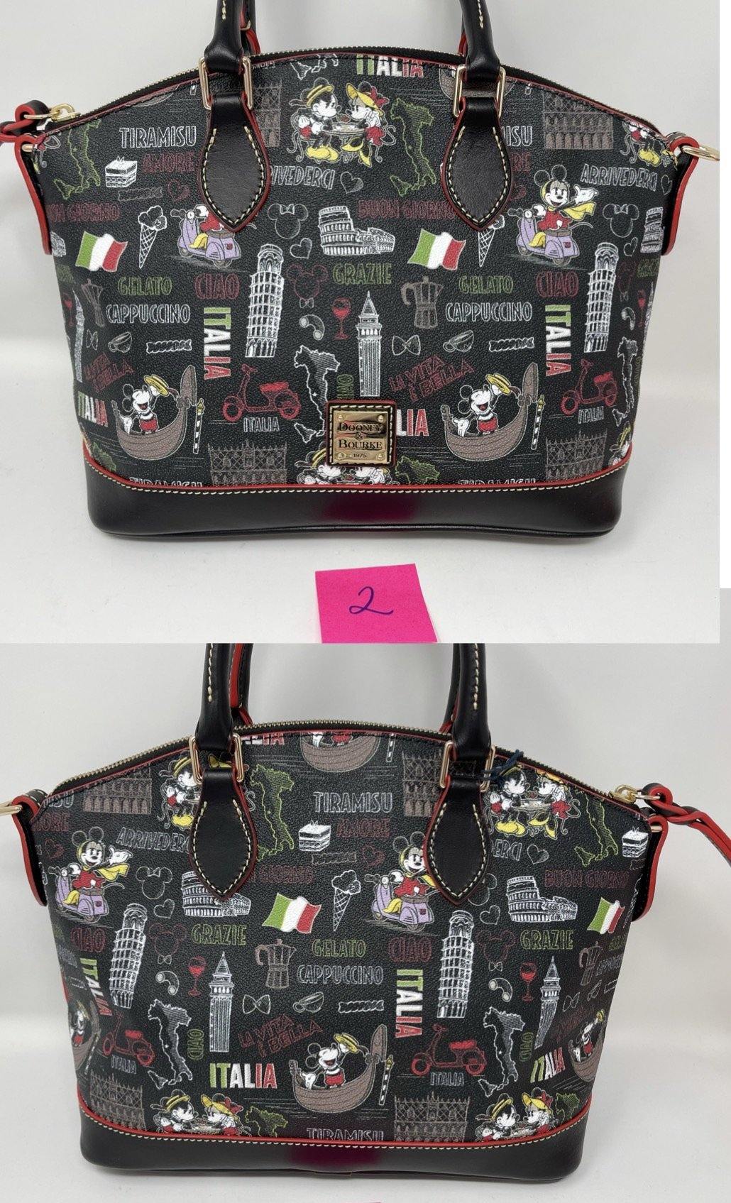 Disney Dooney & Bourke Mickey and Minnie Mouse ''Italia'' Satchel Crossbody Purse - World of Treasures