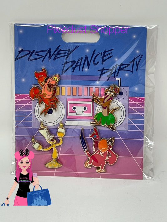 Disney Dance Party Sebastian, Timon, Lago, Lumiere 4 Pin Set - World of Treasures