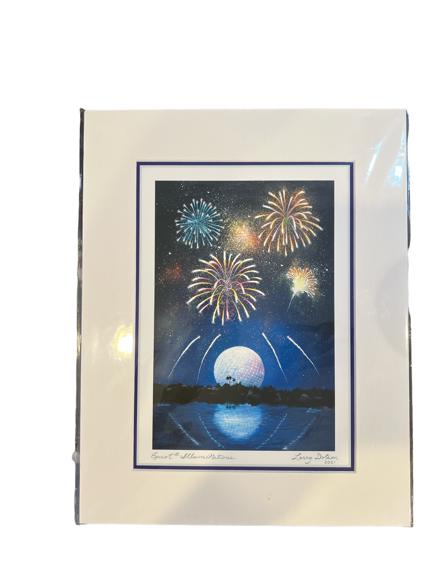 Disney "Epcot Illuminations" by Larry Dotson 11x14" Matted Print