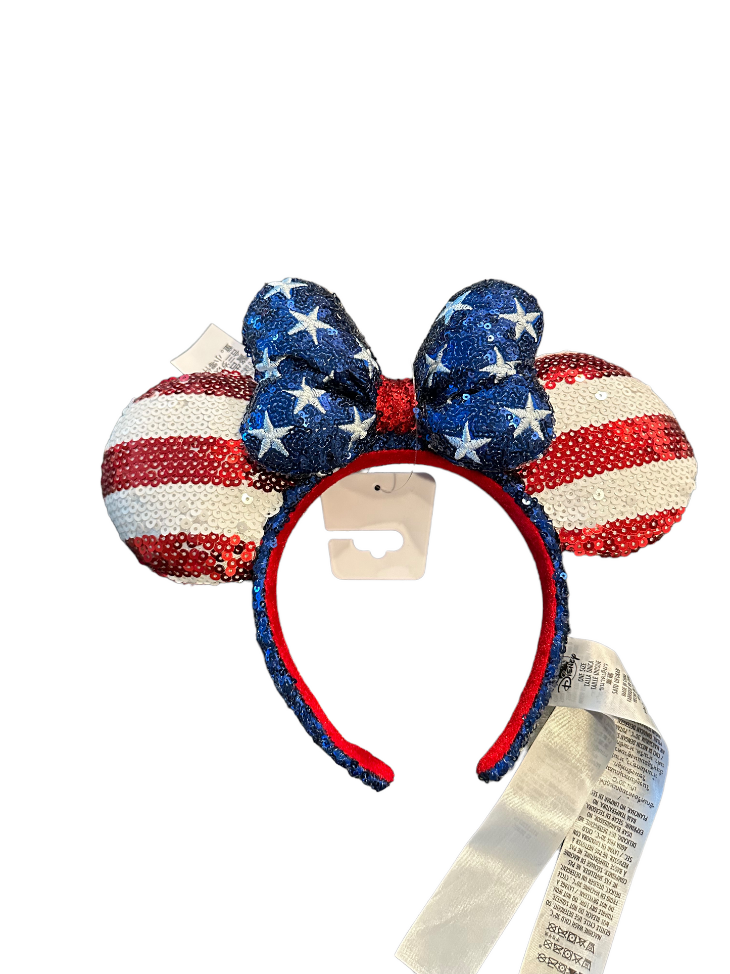 Disney Americana Stars and Stripes Sequin Minnie Ear Head Band Patriotic