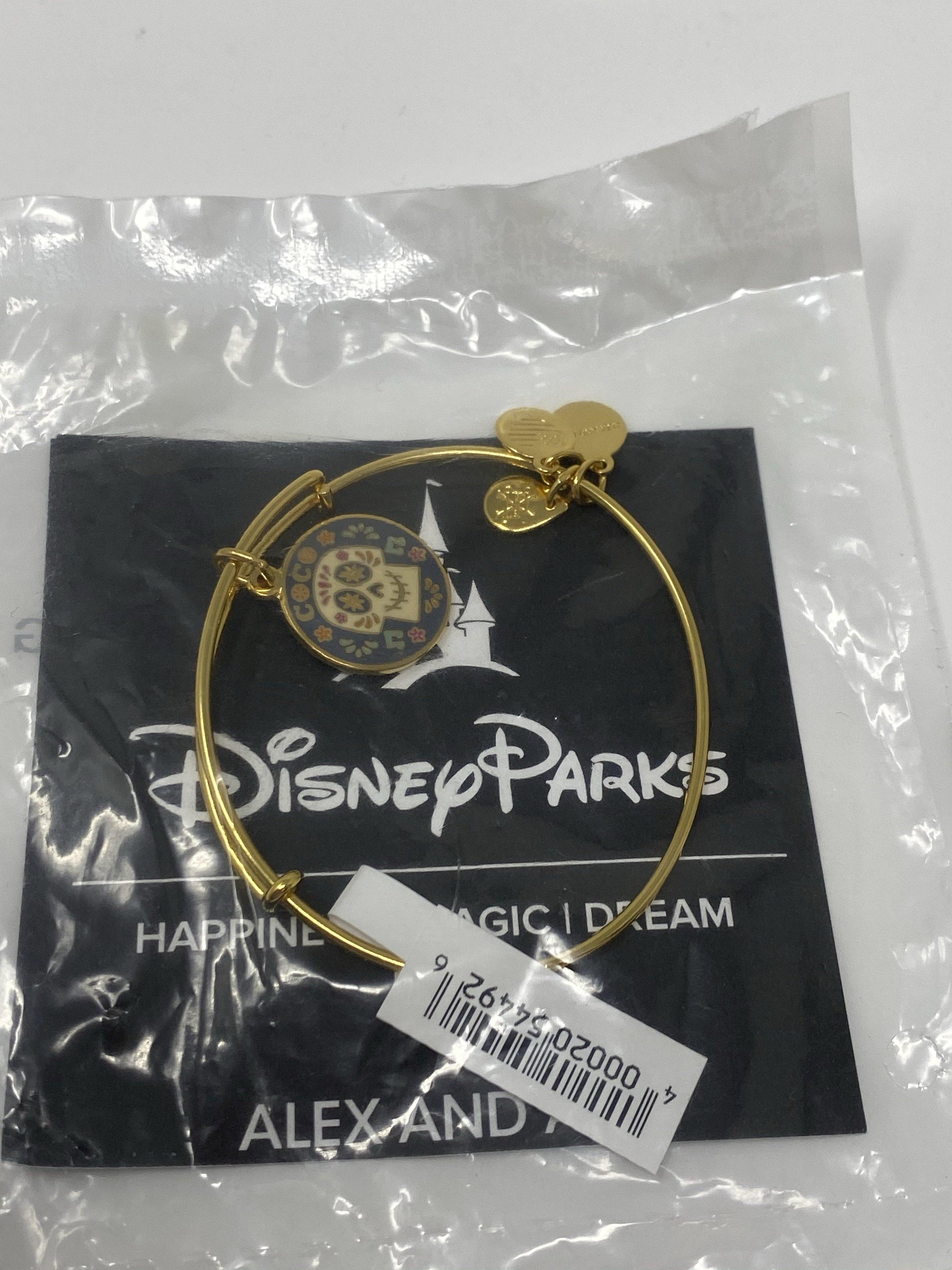 Disney Pixar Coco Skull Gold Alex and Ani Bracelet - World of Treasures