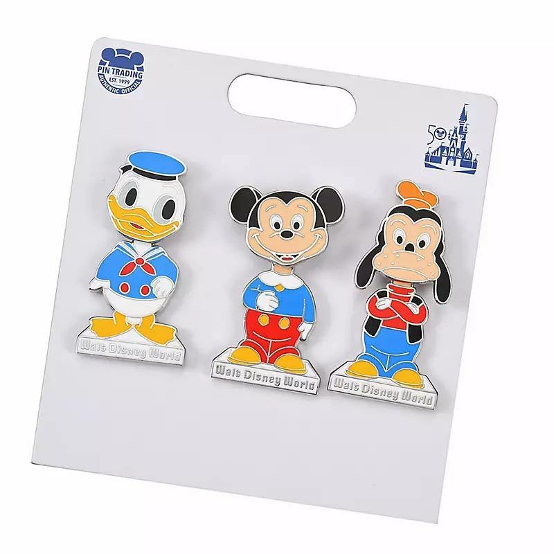 Walt Disney World 50th Anniversary Retro Mickey, Donald, Goofy 3 Pin Set - World of Treasures