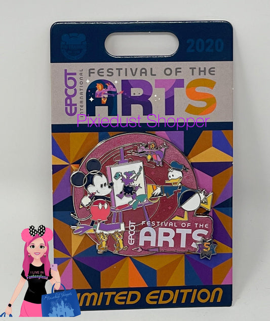 Disney Epcot Festival of Arts 5th Anniversary Mickey, Donald, and Figment Pin-Limited Edition - World of Treasures