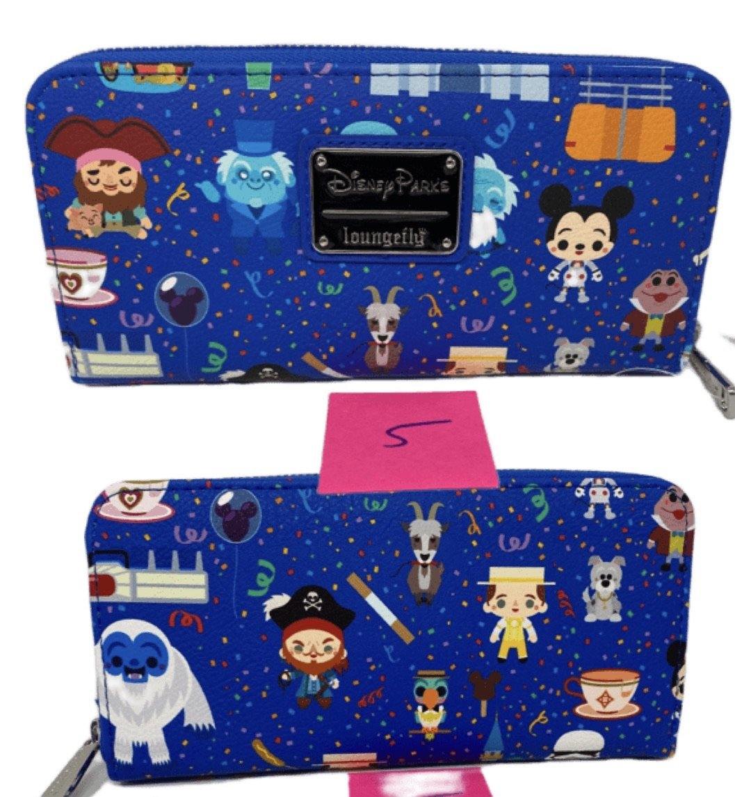 Disney Parks Icon Attractions Celebrations Loungefly Wallet-Castle, Tiki, Orange Bird, Dapper Dan - World of Treasures