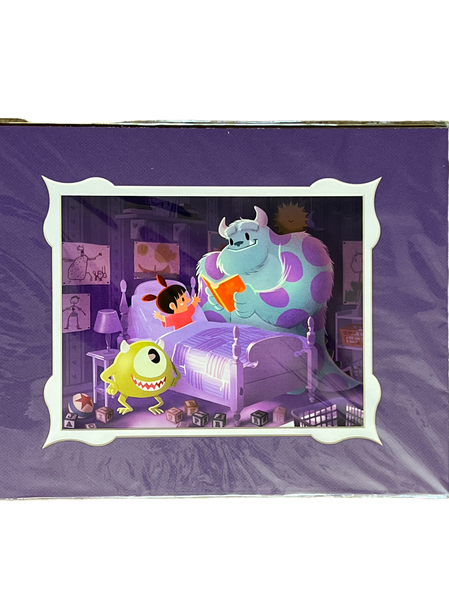 Disney Parks Monsters Inc. “Bedtime Story” by June Kim 14x18" Matted Print-Mike,