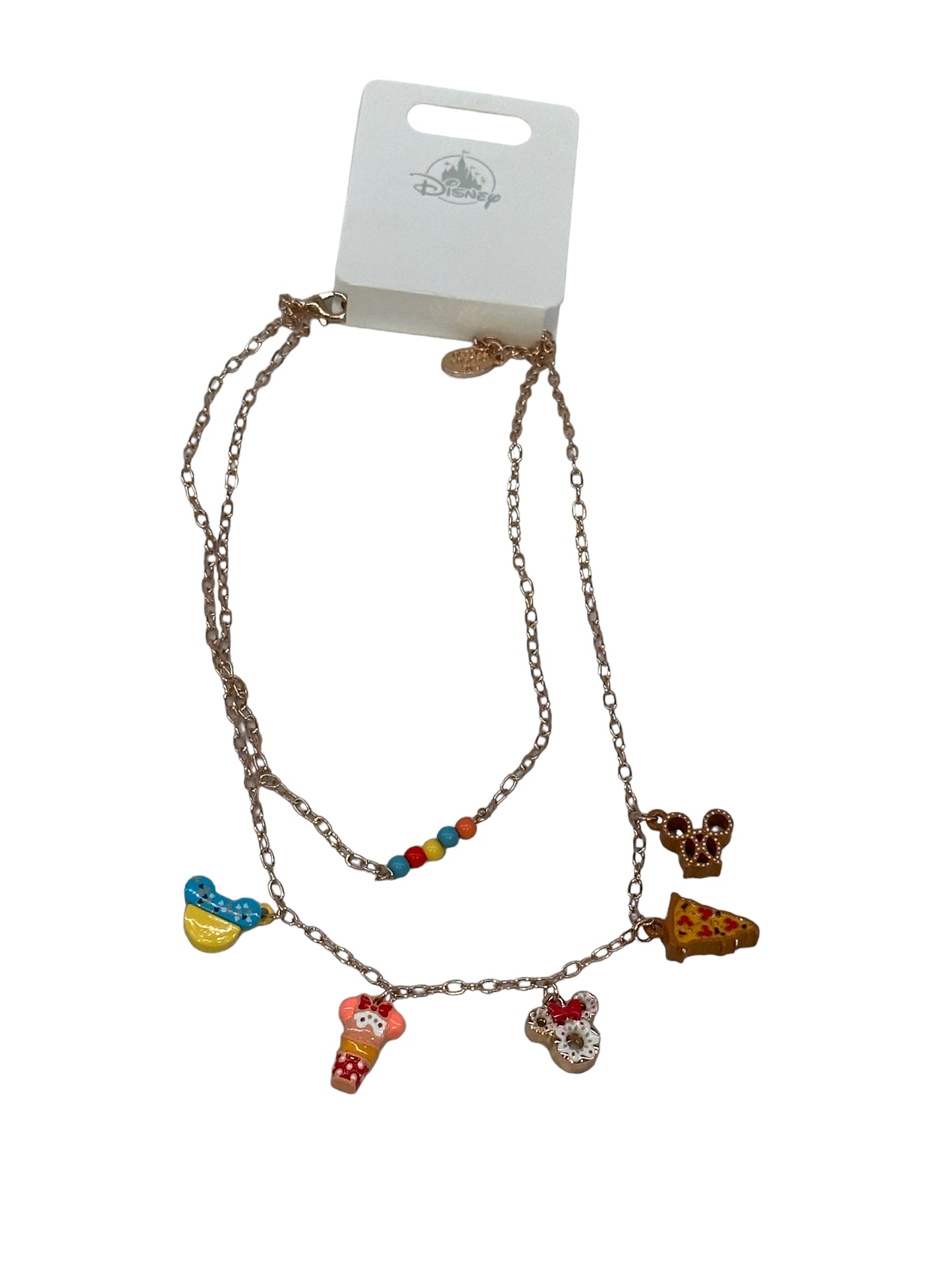 Disney Parks Mickey & Minnie Snack Food Layered Necklace