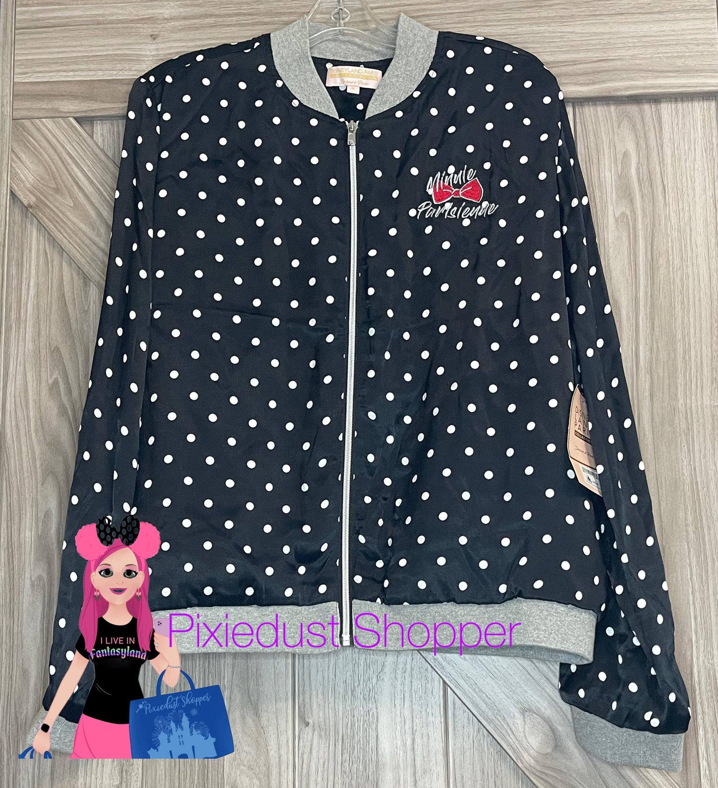 Disneyland Paris Embroidered Minnie Mouse Satin Zip Up Jacket - World of Treasures