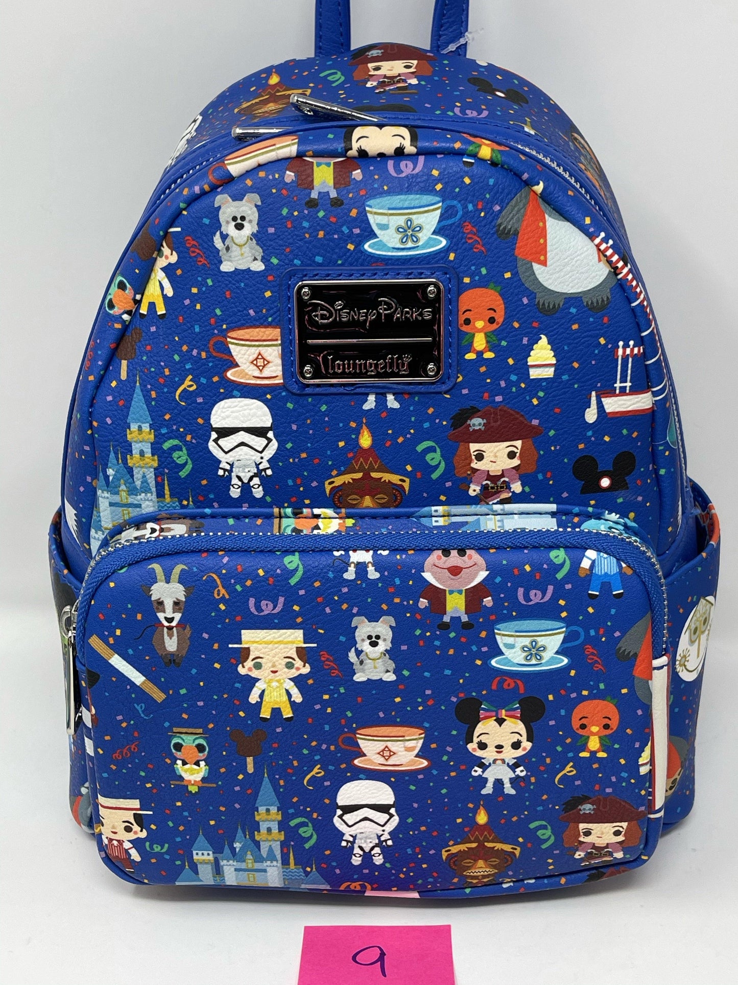 Disney Parks Icons Celebration Loungefly Backpack-Castle, Haunted Mansion, Orange Bird, Balloons, Mickey Snacks - World of Treasures