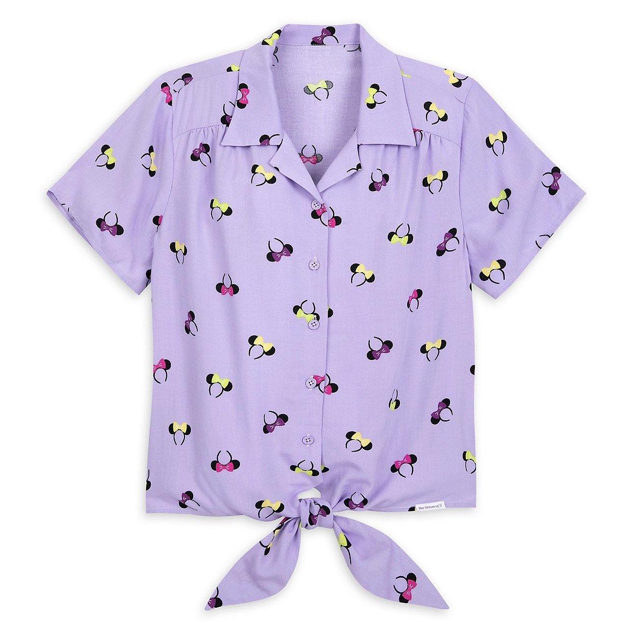 Disney Her Universe Minnie Mouse Ear Headband Woven Shirt - World of Treasures