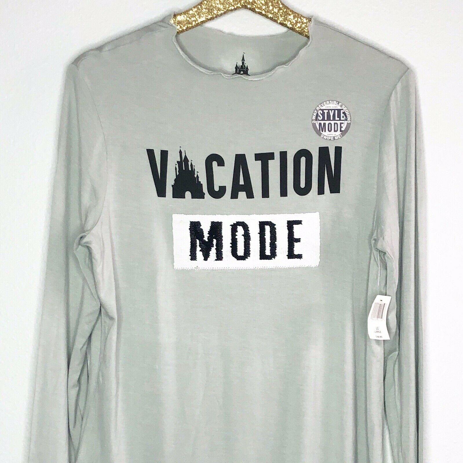 Disney Parks Womens Shirt Vacation Mode Vacation Style Flip Sequin - World of Treasures